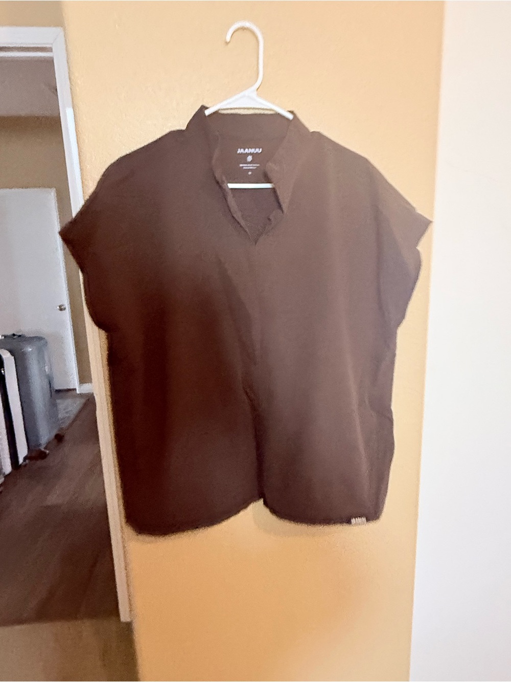 Jaanuu Brown V-Neck Short Sleeve Tunic Top